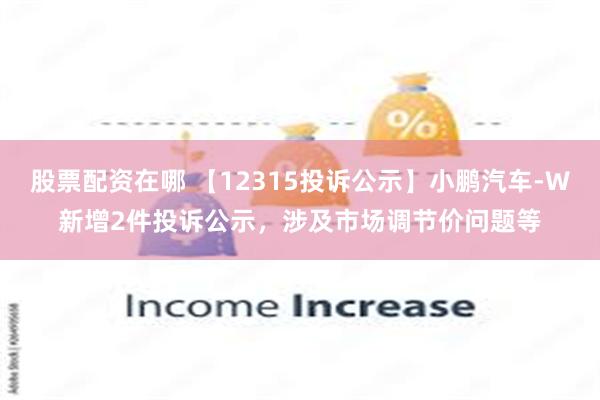 股票配资在哪 【12315投诉公示】小鹏汽车-W新增2件投诉公示，涉及市场调节价问题等