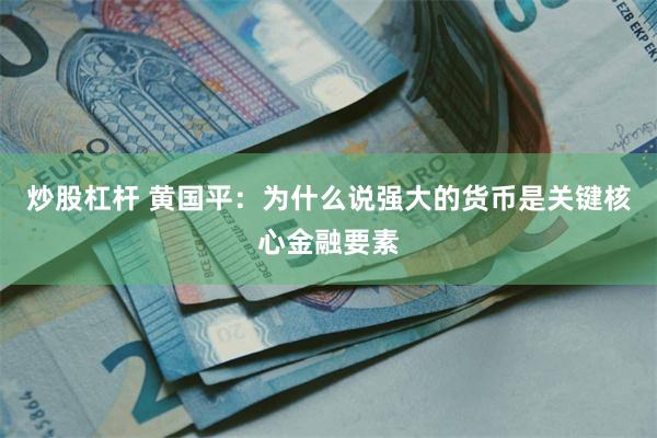 炒股杠杆 黄国平：为什么说强大的货币是关键核心金融要素