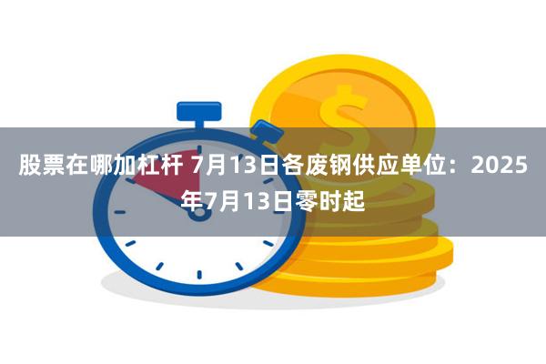 股票在哪加杠杆 7月13日各废钢供应单位:2025年7月13日零时起